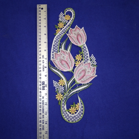 EMBROIDERED LACE Fensterbild, 100% polyester floral Embroidered lace pie… - Picture 2 of 8